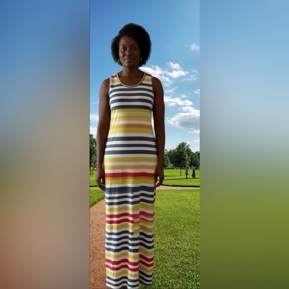 RACHEL Rachel Roy Striped Print Scoop Neck Sleeveless Maxi Dress ( XL ) NWT $109 - Picture 7 of 13